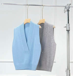 Merino Wool Cashmere: Monet V-Neck Merino Wool Cashmere Vest