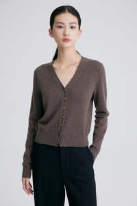 Merino Wool Cashmere: Grace V-Neck Long Sleeve Premier Cashmere Cardigan