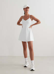 DRESS: WHITE SENSE STRAP DRESS
