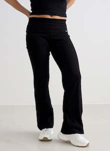 BLACK EASE RIBBED PETITE PANTS