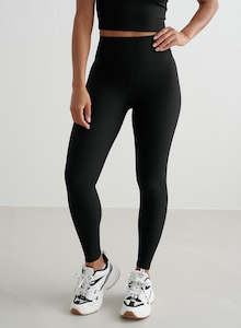 High Waist Tights: Black Ribbed Performance Tights