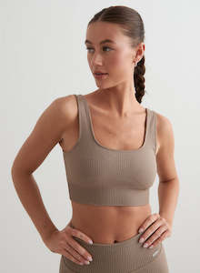 Sports Bras: Espresso Ribbed Seamless Bra