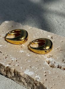 Gold Waterproof Drop Hoop Earrings