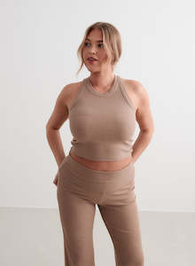 Sale Tops: Toffee Melange Ease Ribbed Tank Top