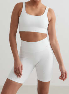Sale Seamless: White Ribbed Seamless Biker Shorts