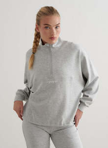 Studio: Light Grey Melange Comfy Modal Half Zip