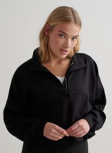 Studio: Black Comfy Modal Half Zip