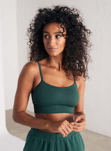 Strap Bras: Pine Green Ribbed Seamless Strap Bra