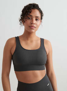 Ribbed Bras: Shadow Grey Ribbed Seamless Bra