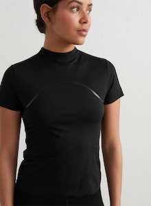T Shirts: Black Align Top