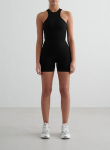 Black Shape Seamless Hotpants & Racerfront Top Set