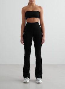 Black Shape Seamless Flare Tights & Bandeau Set