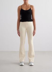 High Waist Tights: Almond White Tulip Flare Tights