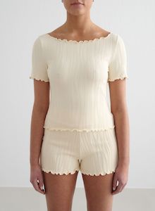 Almond White Tulip Short Sleeve Top