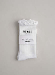 White Frill Logo Socks