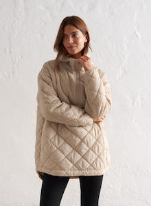 Café Au Lait Oversized Quilted Anorak