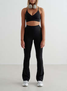 Black Sense Flare Tights & Strap Bra Set