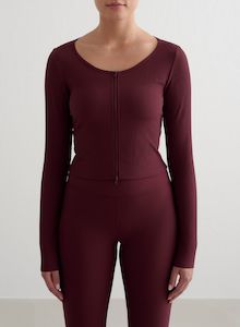 Cherry Ribbed Performance Zipped Cardigan