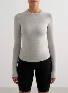 Tops: Grey Melange Soft Basic Long Sleeve