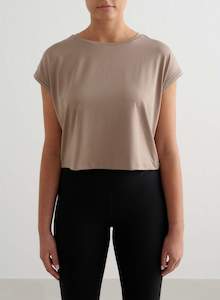 Espresso Soft Basic Roll Sleeve Top
