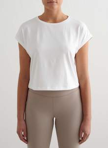 White Soft Basic Roll Sleeve Top