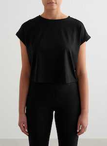 Tops: Black Soft Basic Roll Sleeve Top