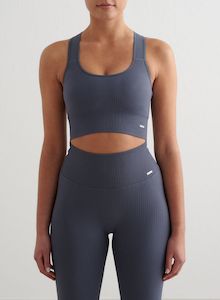 Storm Blue Ribbed Seamless High Support Bra