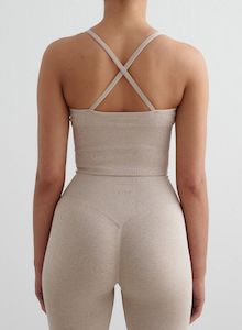 Beige Melange Shape Seamless Cross Back Bralette