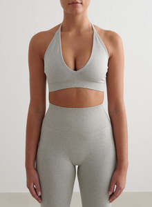 Sports Bras: Grey Melange Shape Seamless Cross Back Bra