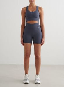 Storm Blue Ribbed Seamless Biker & High Support Bra Set