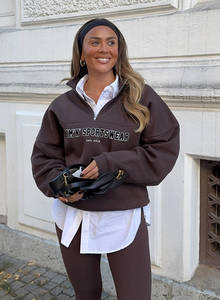 New Arrivals: Chocolate Varsity Sweat Half Zip