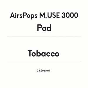 Pods: AirsPops M.USE 3000 Pod- Tobacco