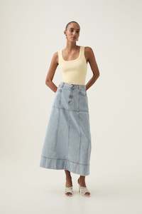 Sale Skirts: Aura Denim Midi Skirt
