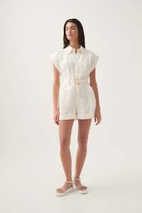 White Dresses: Calista Linen Playsuit