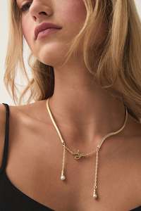 Larissa Logo Pearl Necklace