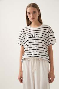 Sale Tees: Perela Stripe Logo Tee