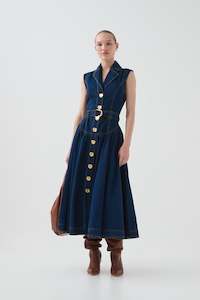 New Arrivals: Elena Belted Denim Midi Dress
