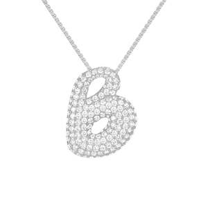 Neck Candy: Ice Puff Initial Necklace- Silver