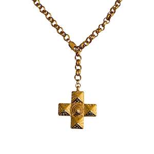 Chunky Swirl Cross Chain - Gold
