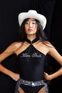 Tops: Kim Shui Black Logo Bodysuit