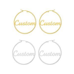 Earrings: Custom Nameplate Hoops - Gold/Silver