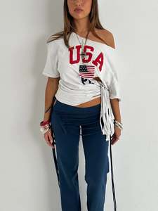 All: TIT4TATS White USA Fringe Tee (S/M)