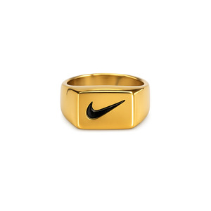 Rings: Swoosh Brick Ring - 18K Gold Plated