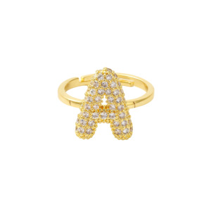 Rings: Bubble Initial Ring - 18K Gold-Plated