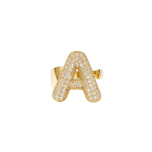 Rings: Large Bubble Initial Ring - 18K Gold-Plated