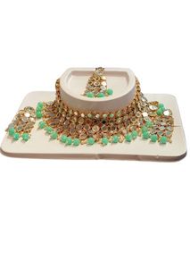 Light Green With Mirror Work Necklace Set