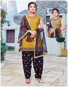 Plus Size: Silk Patiyala (Patiala) Kameez with Handwork