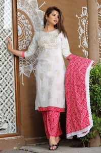 Salwar Kameez Plus Size: Rayon Cotton Plazo Suit