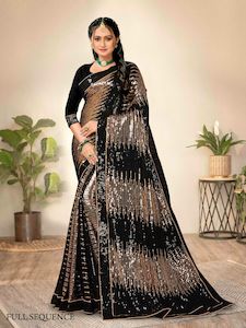 Rose Gold & Black Bollywood Sequence (Sequin) Saree