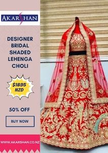 Designer Semi Stitched Bridal Shaded Lehenga Choli